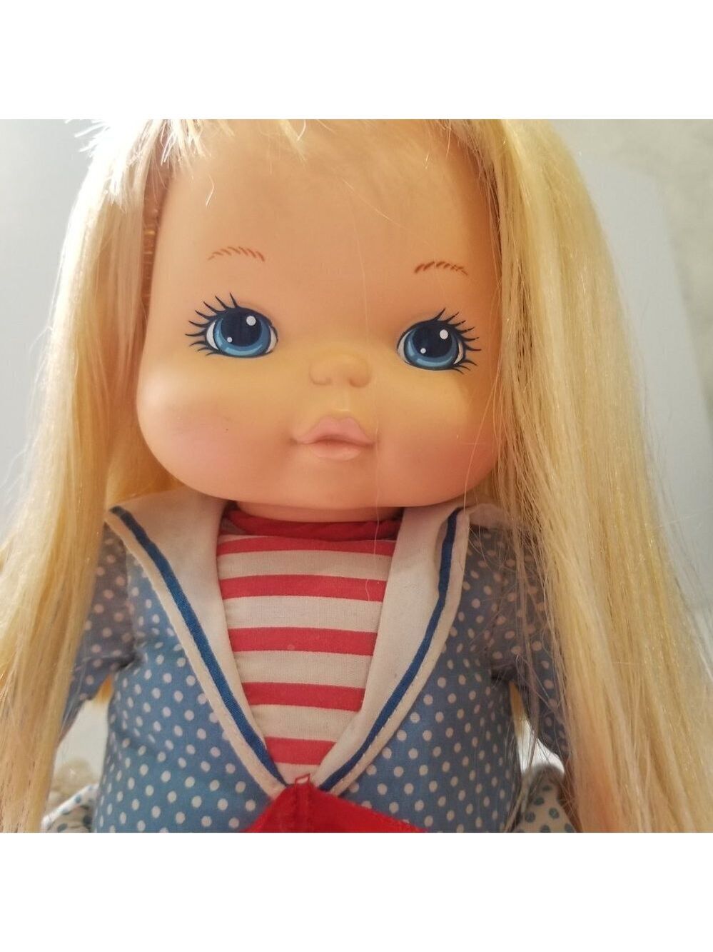 Vintage Playskool School Kids Doll 13.5” Sailor Girl Blonde Hair Blue Outfit - Picture 6 of 16